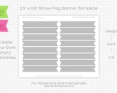 Large Straw Flag Template - INSTANT DOWNLOAD - PRINTABLE - Make your own party printables