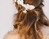 Monet Bridal Comb, Velvet and Fabric Flowers, Pearls, Swarovski Crystals, Wedding Headpiece, Bridal Hair Piece, Hair Clip, Ships in 1 Month