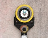 Wall Clock and thermometer, Industrial decor, clock and temperature reader