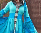 Recycled Sweater Coat with a Medieval Liripipe Hood and Bell Sleeves by SnugglePants- READY TO SHIP