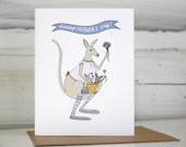 Mother's Day card. Crafty kangaroo and her two children