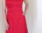 Vintage 1960s Formal Party Red Rose Dress