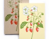 1 Small Mini Strawberry Journal, small blank sketch pocket book, summer garden love, original design, all recycled paper