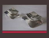 The Minimalist--Modernist Sterling Silver Two Layer Earrings, Mexico,Vintage Jewelry, Women
