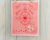 Children wall art,nautical map, inspirational print, typography, chart, pink, 8x10 by Cathie Carlson