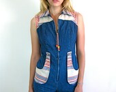 Incredible Patterned Denim 70's Jumper