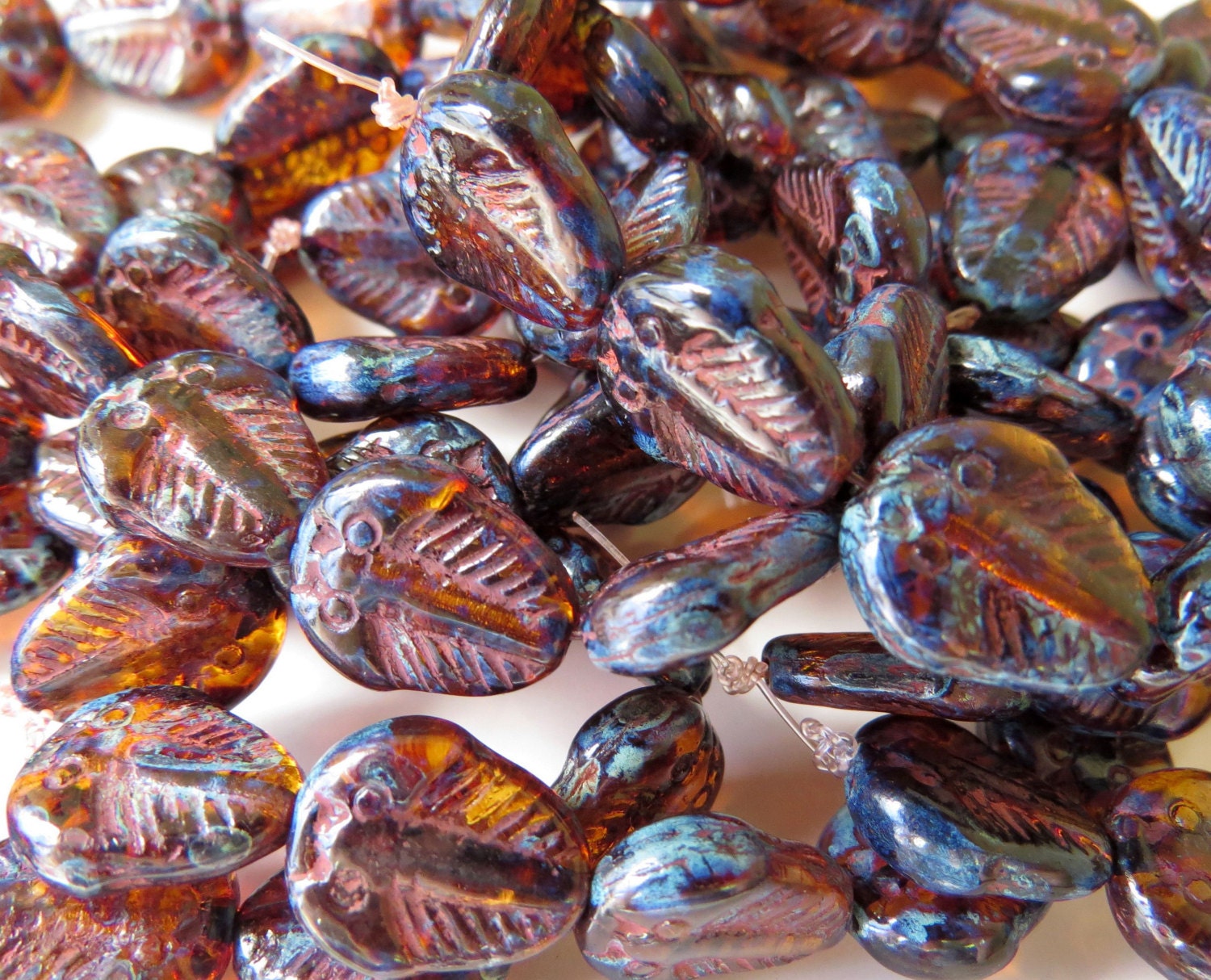13x11mm Transparent Amber Picasso Czech Glass Trilobite Beads - Qty 10 (B60)
