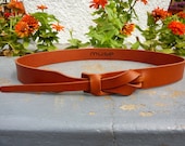 Skinny Leather Belt in Cinnamon by Muse 1 inch
