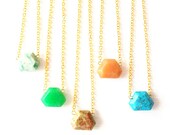 Minimalist Gemstone Gold Necklace - Howlite, Amazonite, Aventurine, Agate, Jasper