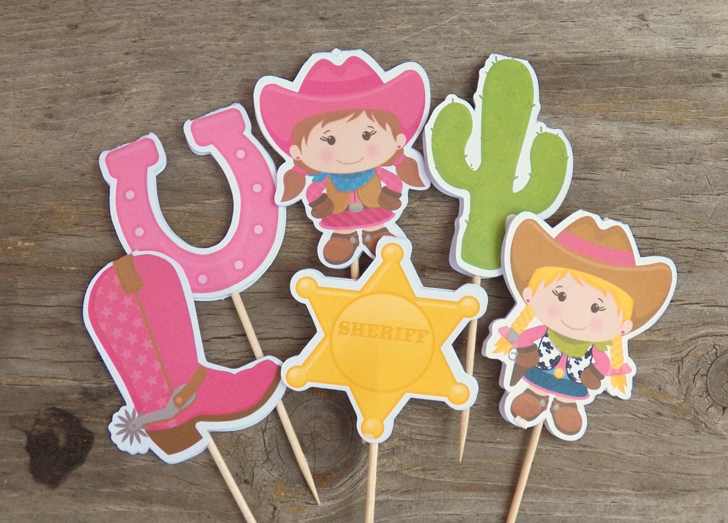Cowgirl Birthday Party - Set of 24 Assorted Little Cowgirl Cupcake Toppers by The Birthday House Il_170x135