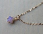 Fire Opal Glass Necklace on thin Gold Fill chain,