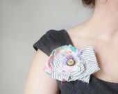 the floral met stripes bloom pin ... vintage cotton, eco-friendly shoulder pin