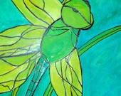 Painting, Dragonfly, modern, abstract acrylic painting of a dragonfly done in acrylic on a canvas