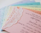Custom Pastel and Lace Doily Invitations - Shabby Chic - Handmade - Wedding - Baby or Bridal Shower  - Engagement Party