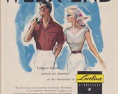 Original Vintage 1950's French Fashion Magazine Advertisment Page Colour