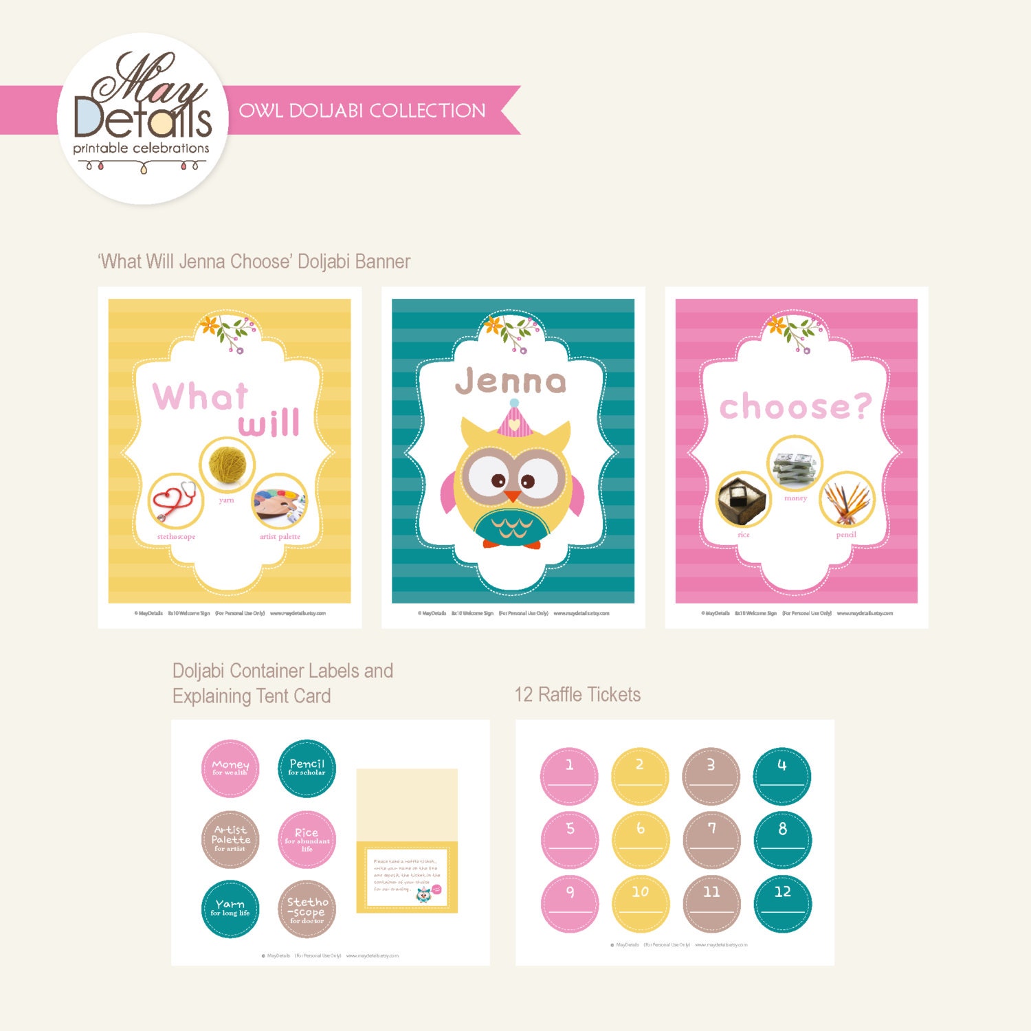 DOLJABI Korean First Birthday: Owl Birthday Party Package Il_570xn
