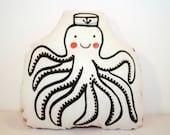 Octopus Sailor Baby Rattle - Organic Fabric - Soft Teether