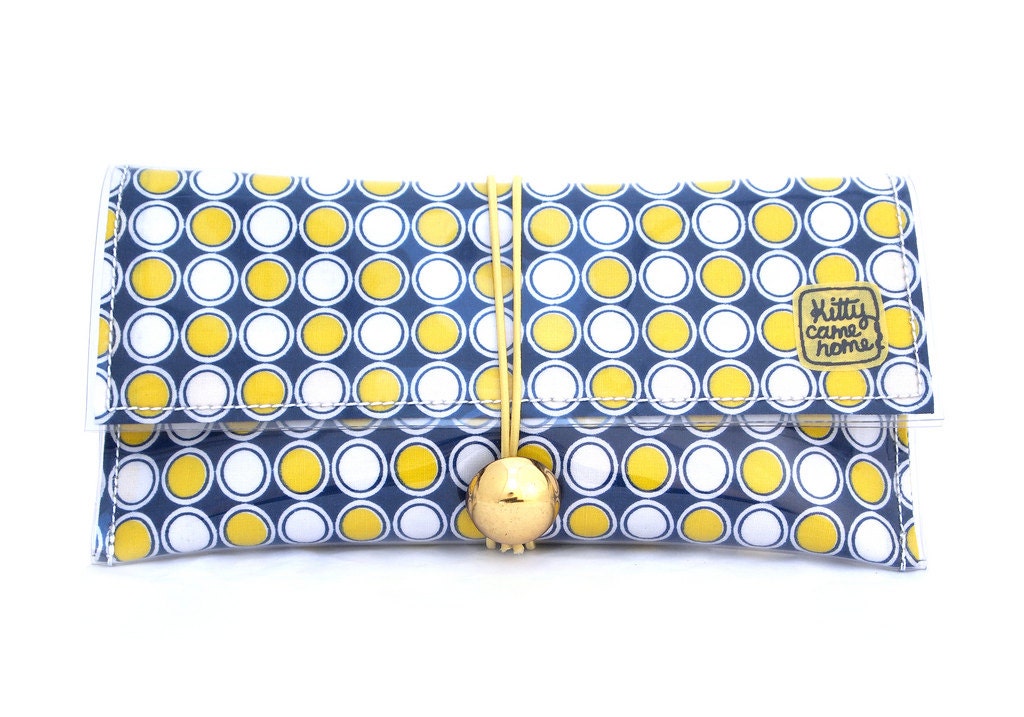 Button Clutch - retro geometric circles vintage fabric