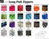 Zippers: 18 Inch 4.5 Ykk Purse Zippers with a Long Handbag Pulls Mix and Match Your Choice of 10 Zippers