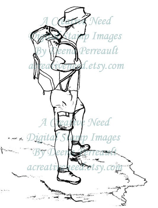 IINSTANT Download Digital Stamp Image HIKING MAN