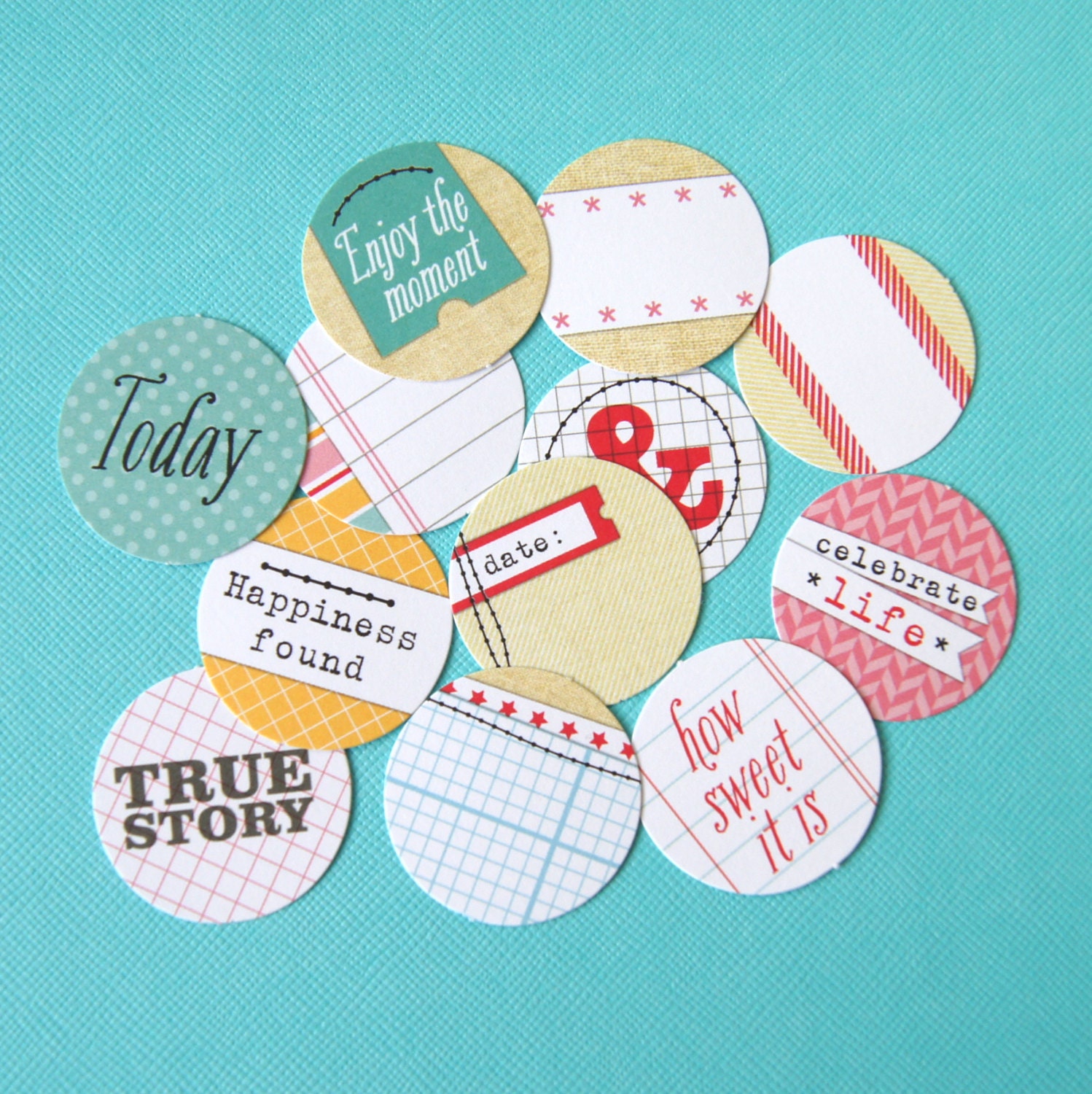 The Sweet Life Tidbits Scrapbooking or Project Life Embellishments . Small Circle Tags