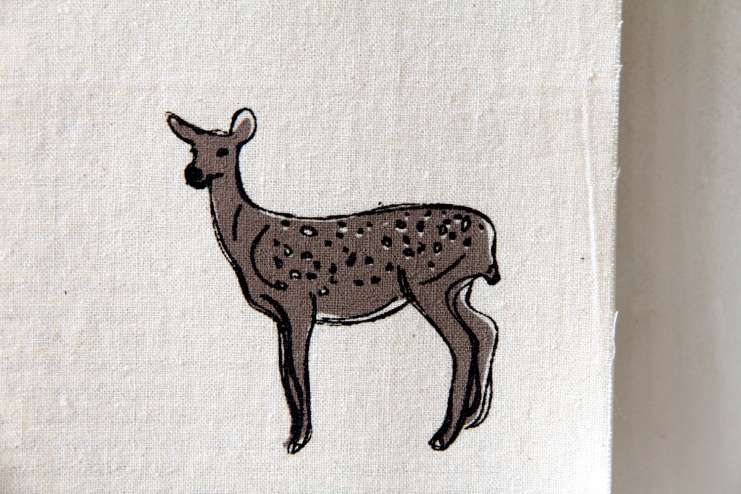Screenprint / Linocut print - 5" x 7" Oh deer Fabric Print - Tan