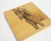 ORIGINAL Horse Mixed Media on Wood with sparkle 8x8