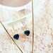heart bezel clear jewel drop kidney hoop earrings in amber or ocean blue