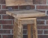 YOUR Custom Reclaimed Rustic Swivel Oak Barn Wood and Metal 29" - 32" Top Bar Stool with Backs