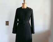 vintage 1960s Dress  // Mod Black Wool Dress