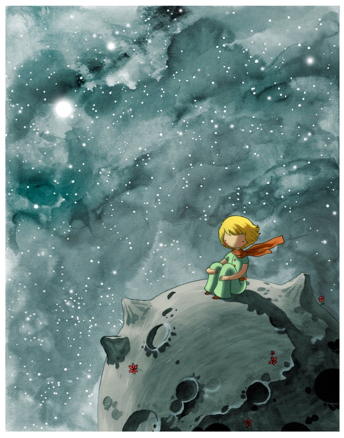 8x10 - the Little Prince - Fine Art color archival print - Beautiful Space Painting