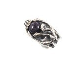 Purple Goldstone Sterling Silver Ring - Organic Vintage handcrafted 1970s - Size 8.25 - InVintageHeaven