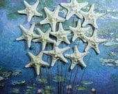Starfish Stems - 12 Starfish with Pearls for a Wedding Bouquet or Centerpiece