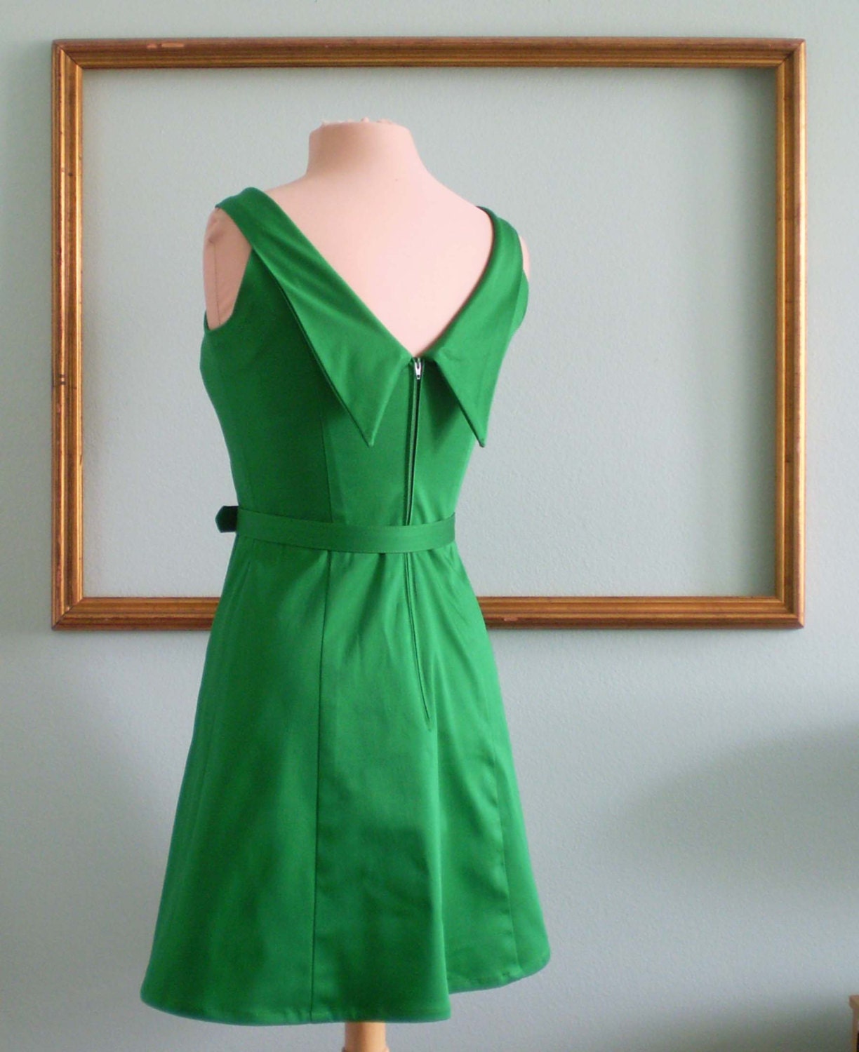 custom made dress in deep v-neck back with collar - MELISSA style
