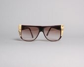 80s Genuine SNAKESKIN SUNGLASSES / Black & Red Harve Benard Sunnies