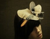 Grey Felt Hat-Fascinator With Pheasant Feather - Guggenheim Series - Made to Order