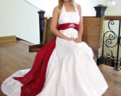 Wedding Gown "Amber", lace wedding dress, empire waist dress, halter dress, colored sash, CUSTOM MADE style (can be modified)