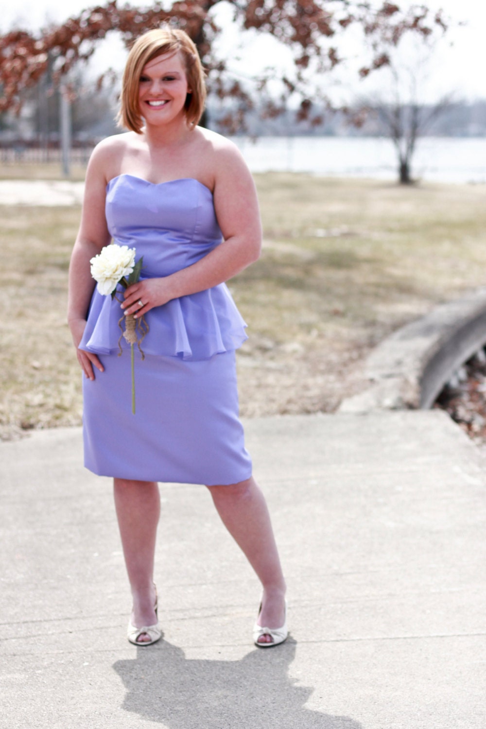 Sweetheart Peplum Bridesmaid or Party Dress, Vintage Inspired Pencil Dress, Modest Strapless Bridesmaid Dress - CUSTOM MADE in any fabric