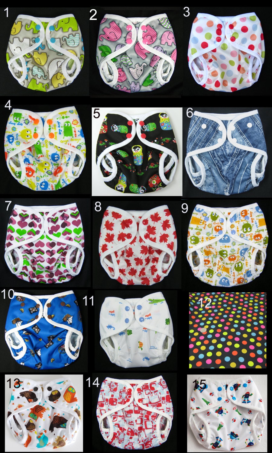 NB or Small Diaper Cover - Polyprint PUL with Gussets Size Newborn or Small