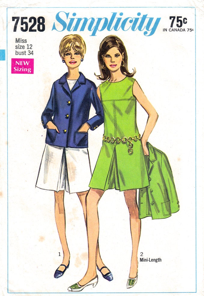 1960s Jacket & Romper Pattern Simplicity 7528 Bust 34 Vintage Sewing Pattern