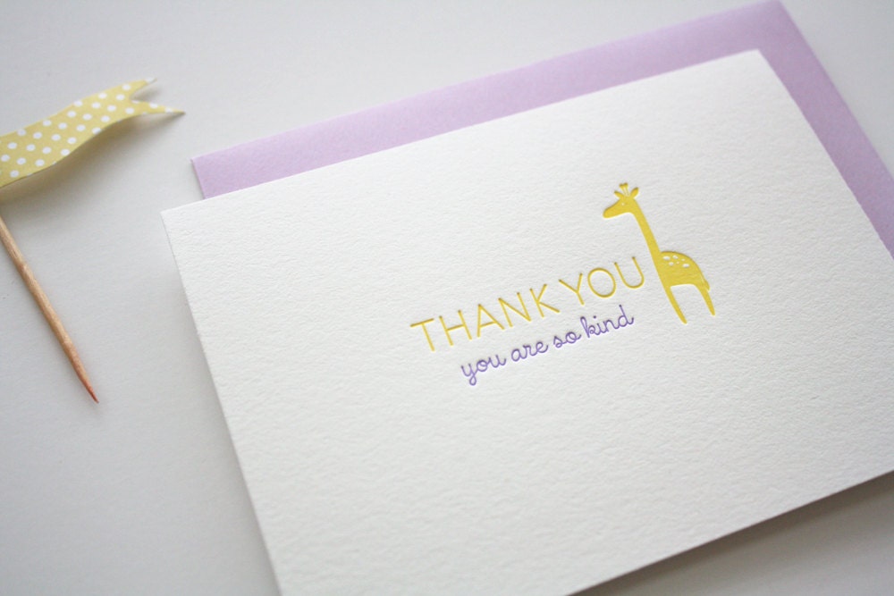 Letterpress Thank You Cards - Baby Thank You Blank Note Cards - Baby Shower - Set of 6