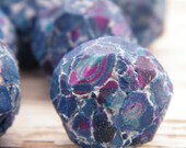 ONLY ONES Blue Ice polymer clay faceted crackle beads - set of 4 beads (ready to ship)