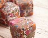 ONLY ONES Pebble Cubes in orange multi - set of 3 beads (ready to ship)