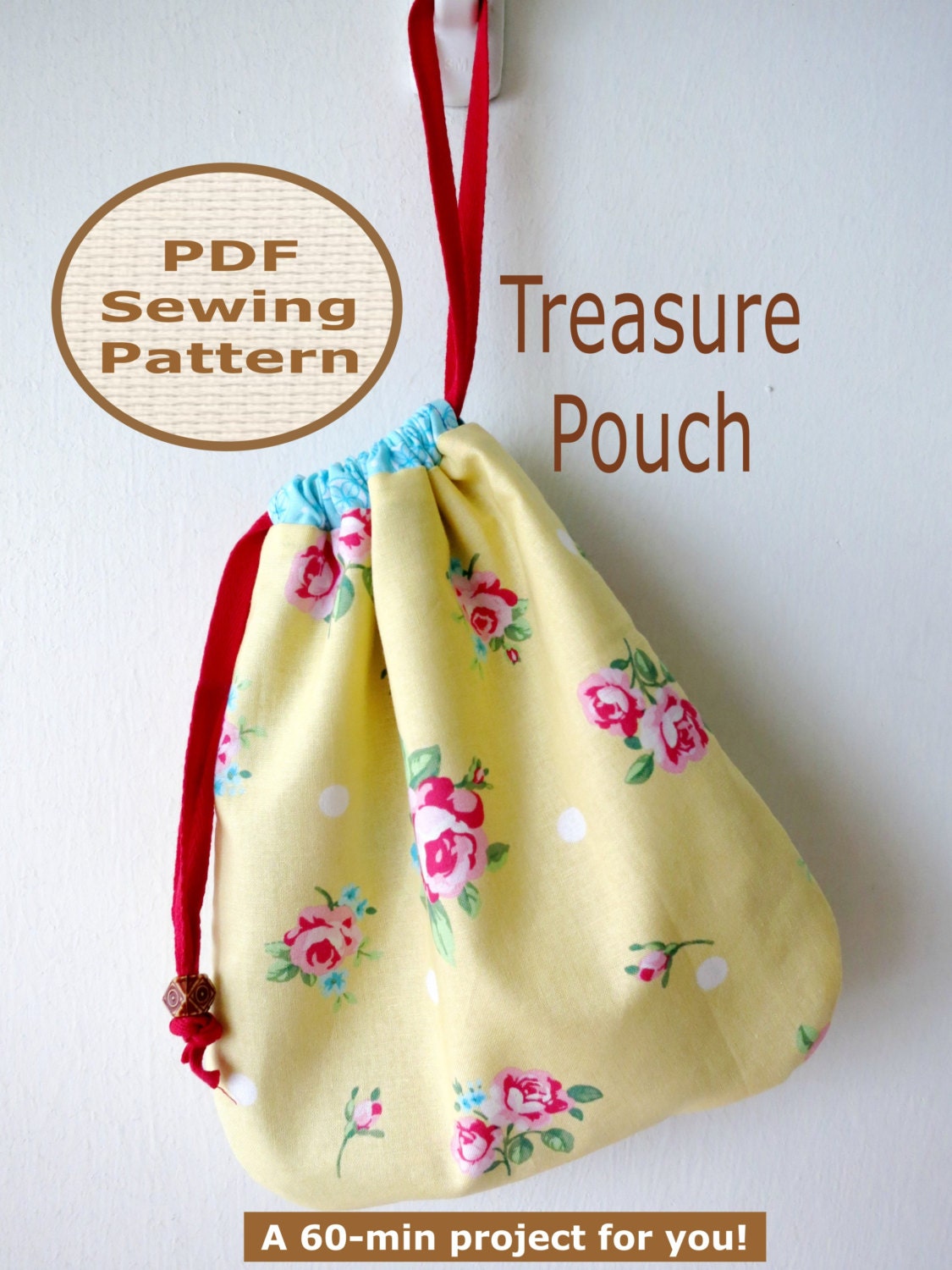 Easy Beginner INSTANT DOWNLOAD PDF Bag Sewing Pattern And Tutorial - Treasure Pouch