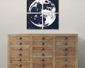 Full Moon Original Painting - Astronomy Screenprint Art in Custom Colors - Cool Gift