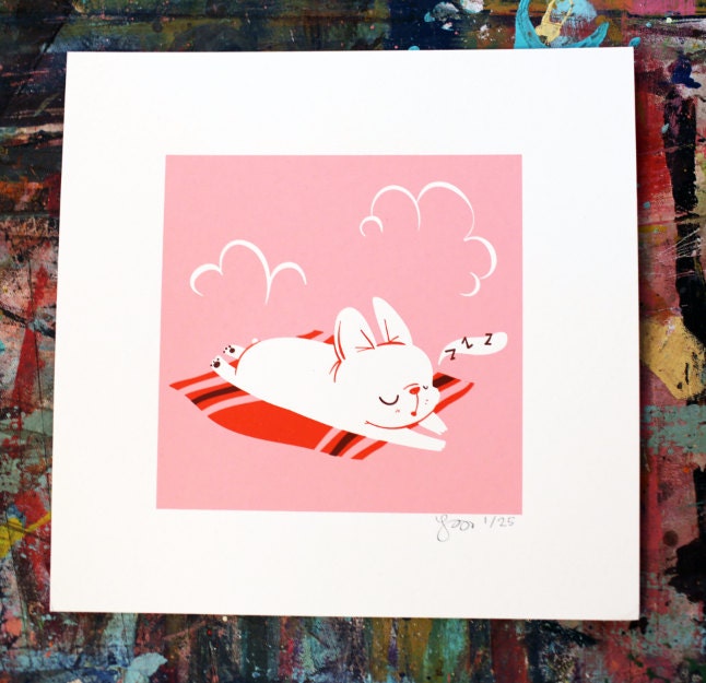 Reggie Sleeping screen print