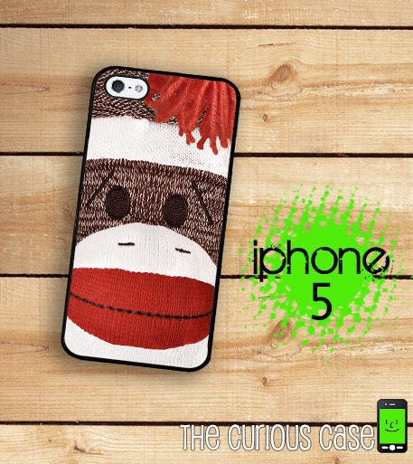 iPhone 5 Case Socky Monkey Vintage Toy  / Hard Case For iPhone 5. Plastic or Rubber Trim