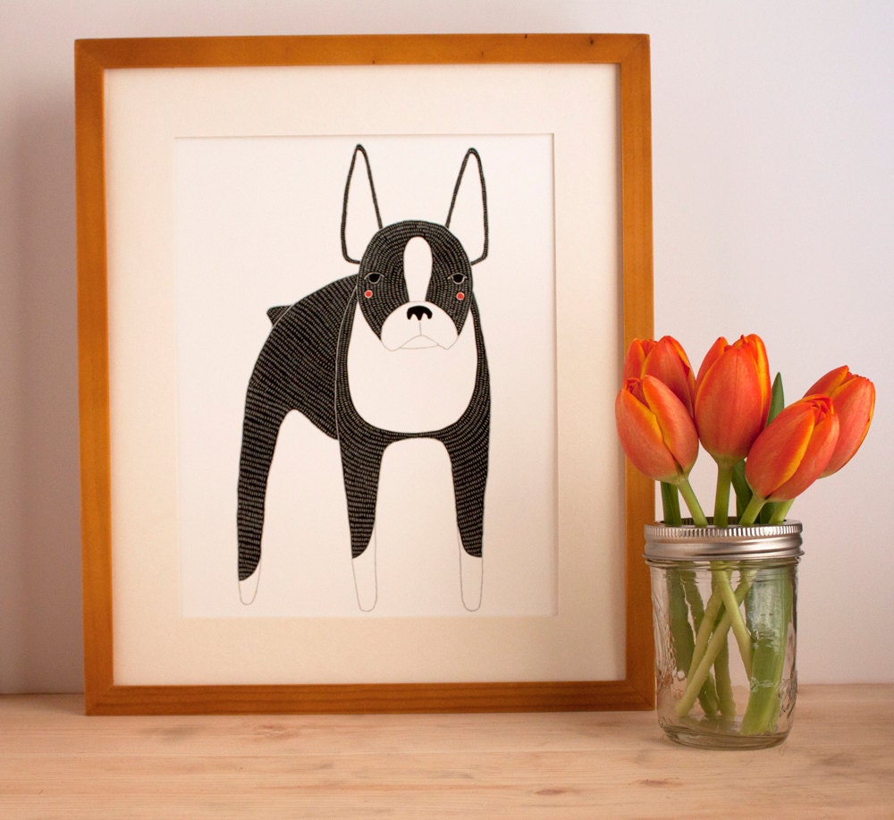 Boston Terrier Illustration - FREE US SHIPPING