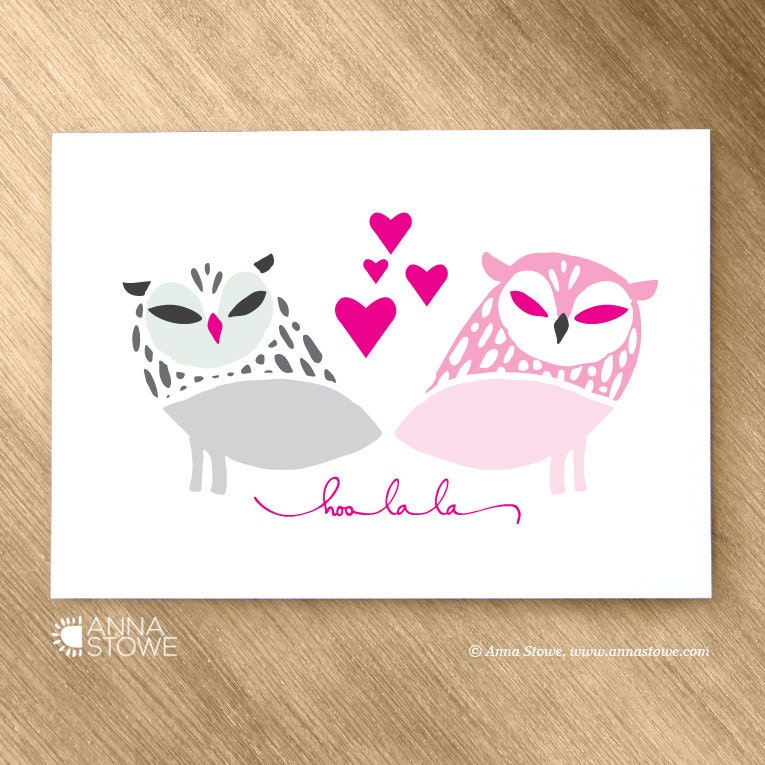 Owl Valentine's Day Card or Anniversary Card