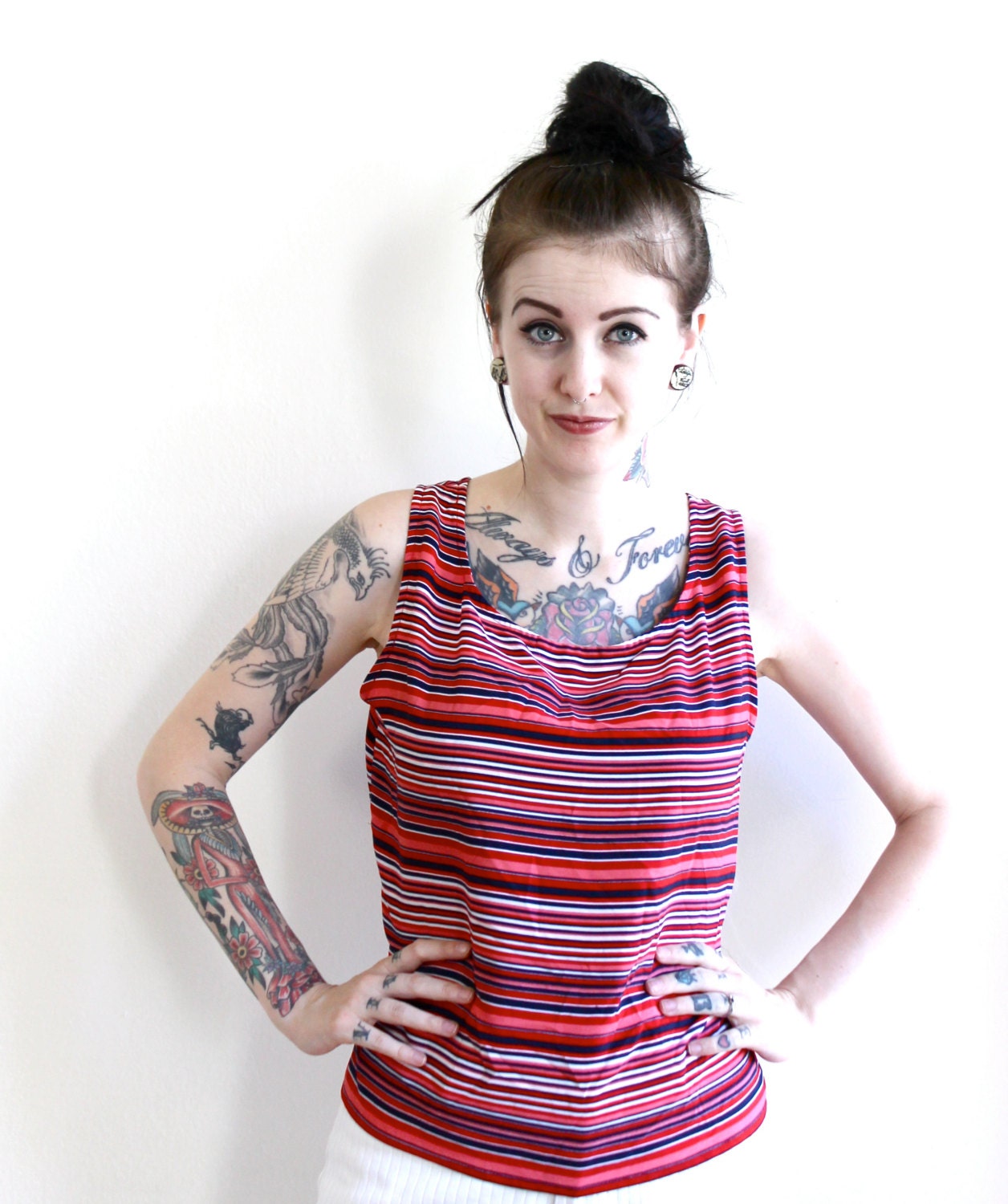 1970s Vintage Naughty Nautical Shell Tank Top Size Large
